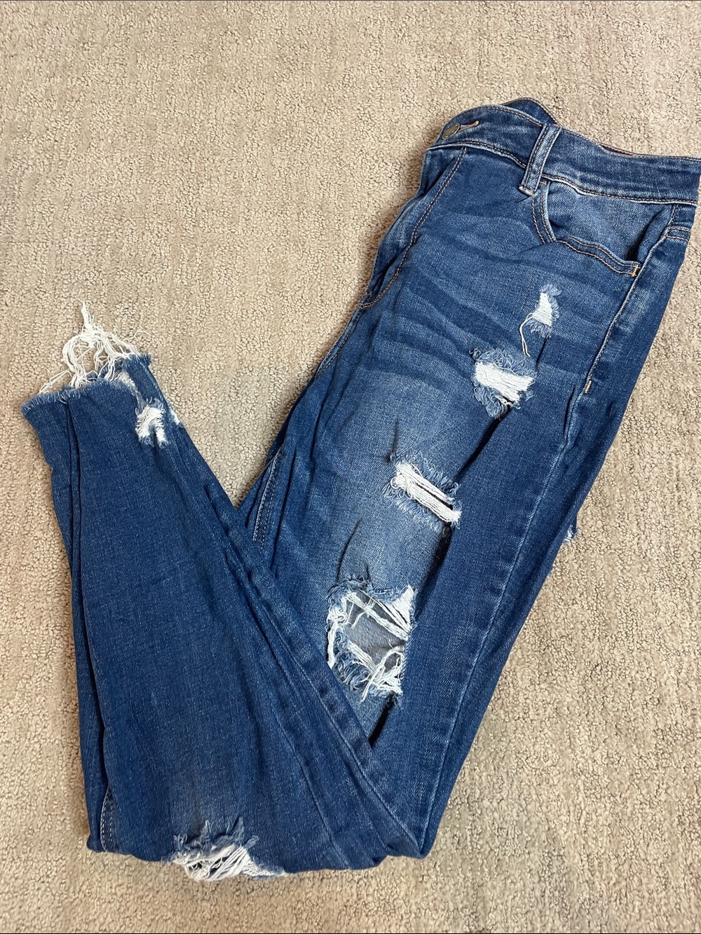 Cello Dark Blue Ripped Skinny Jeans
